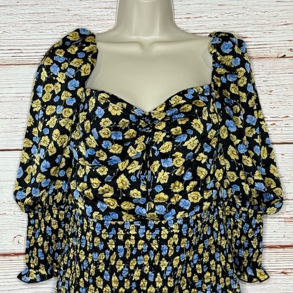 Dark Pink London Sweetheart Neck Mini Dress in Ditsy Floral Multi Sz 8 - Picture 4 of 10